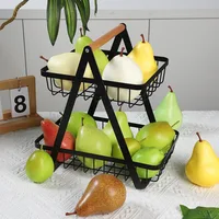 Fruit Metal Basket Fold Household Fruit Basket High-capacity Simplicity Beautiful Antirust Removable Kitchen Vegetable Basket 1