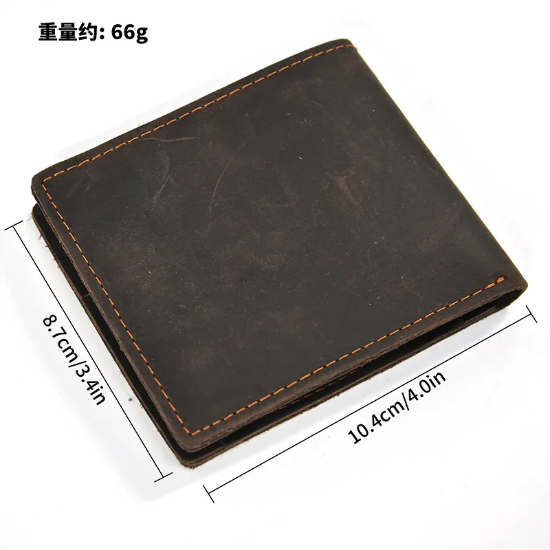 Leather Wallet Men Retro Crazy Horse Coffee Short/long Purse Cowhide Money  Clips Trend Male Clutch Father Friend Festival Gift