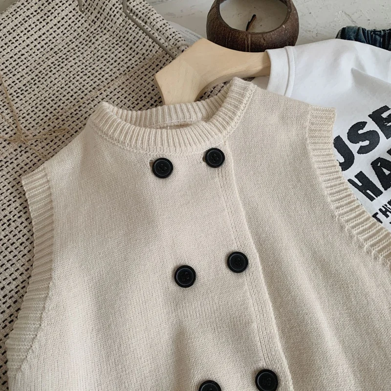아동용 사이드 가디건 조끼, 아동복, 네일 버클 VestMY0030-WS, 남아 및 여아, 2024 봄 신상