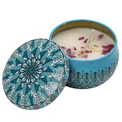 Blooming Essence Scented Soy Candle in Elegant Iron Tin - Aromatherapy Candle for Birthdays, Home, or Wedding Decoration (Ocean Star)