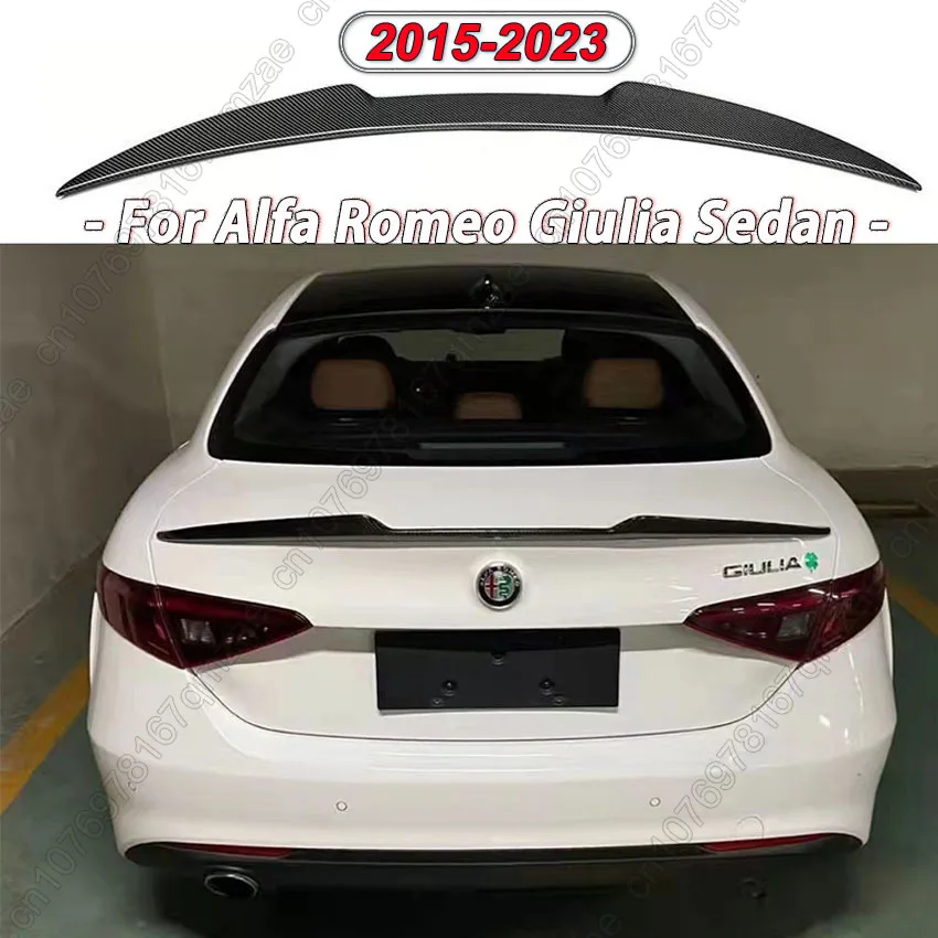 Per Alfa Romeo Giulia Sedan 2015-2023 Car Rear Trunk Roof Coperchio Spoiler Wing Tail Portellone Splitter Lip Spoiler Gloss Black