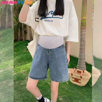 임산부를 위한 출산 의류 반바지 여름 임신 데님 바지 여성 매칭 여성 의류 2022 와이드 레그 grossesse