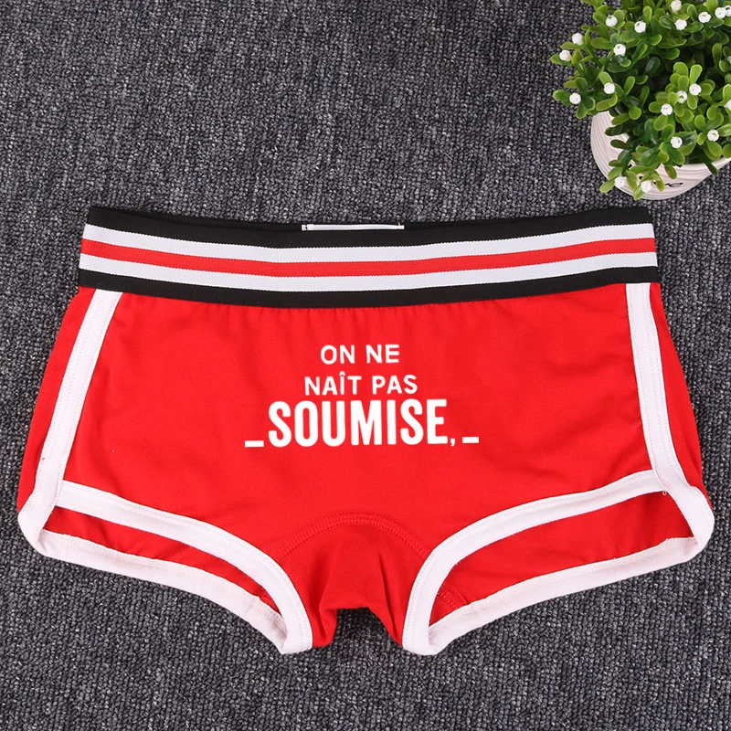 ON NE NAIT PAS SOUMISE Cotton Boyshorts Female Underwear Girls Gift Ladies  Boxer Shorts Panties Breathable Women's Intimates - AliExpress