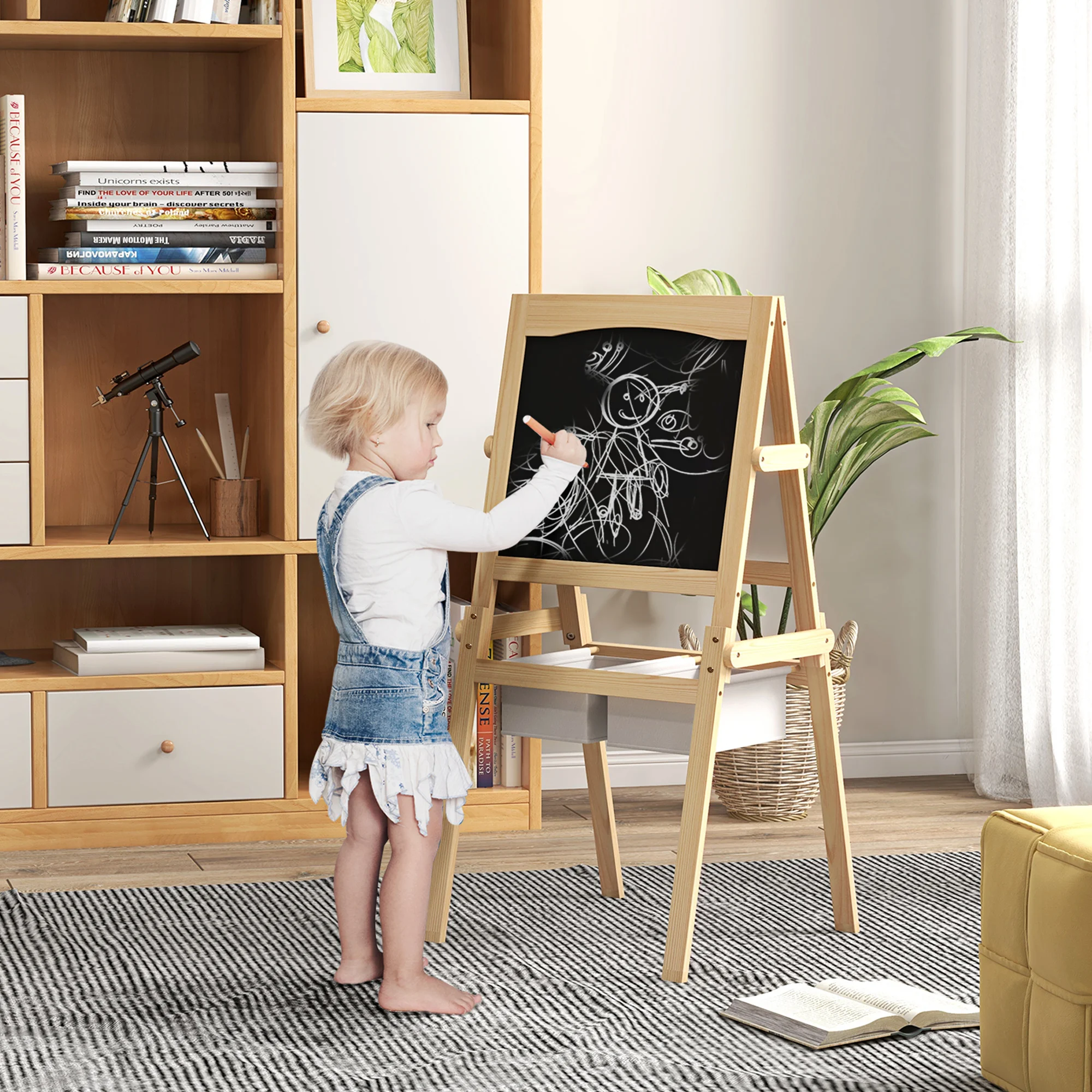 Caballete Para Niños 3 En 1 Con Rollo De Papel Natural Aiyaplay con Ofertas  en Carrefour