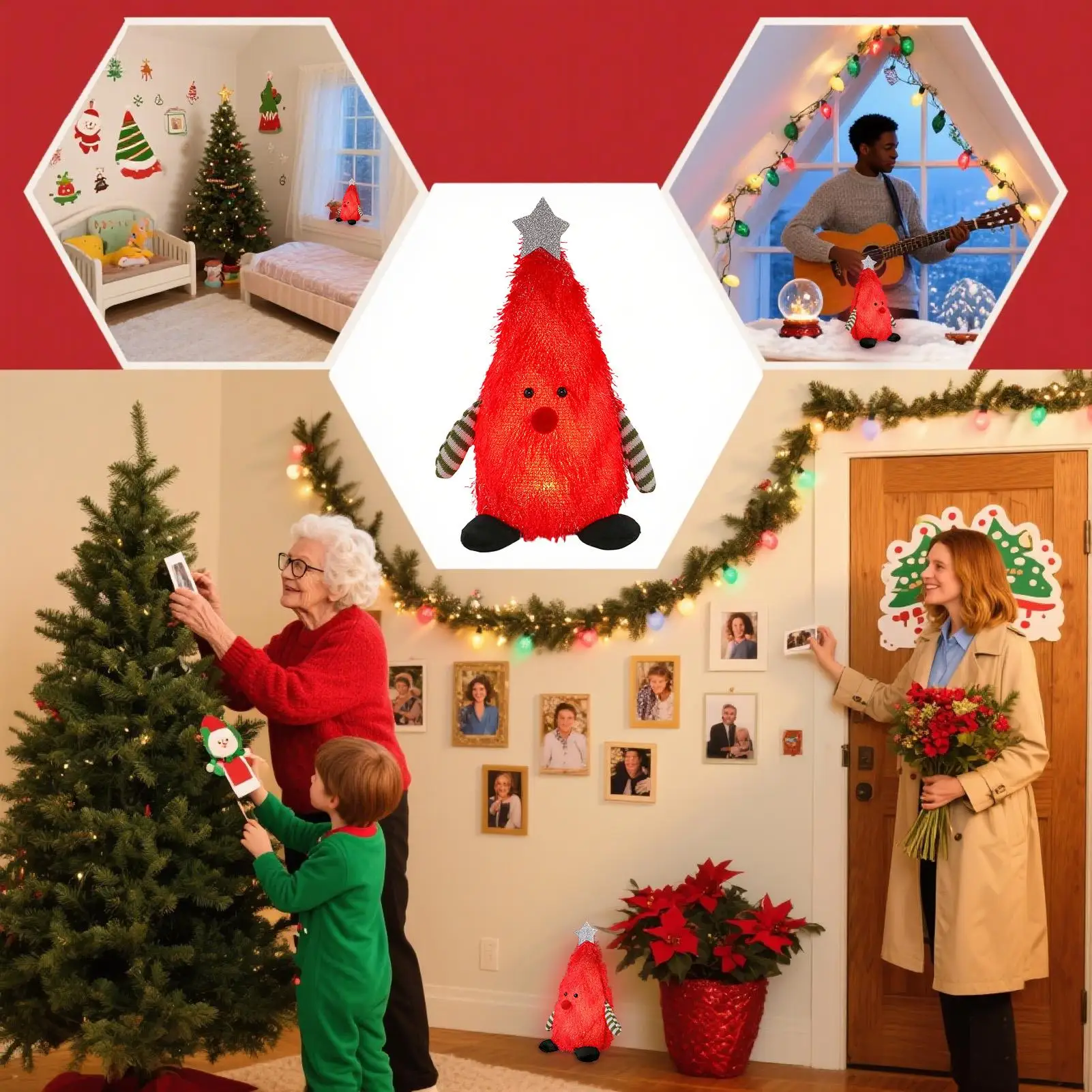 Lighted Christmas Dolls Soft Christmas Doll Light Up Figurines Tabletop Ornaments Illuminated Decoration For Festive Table