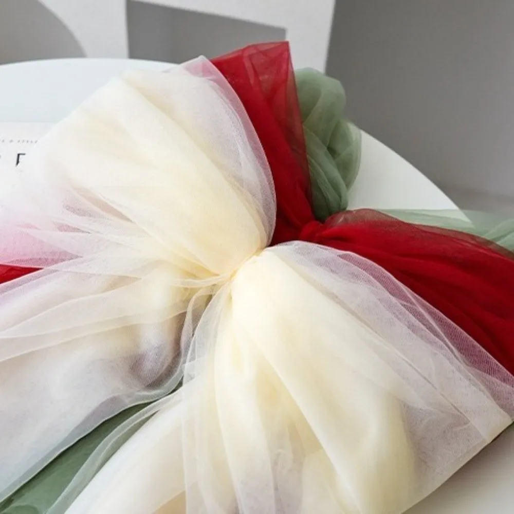 Mesh Red Christmas Bow Decoration Decorative Large Bow Knot Baubles Exquisite Xmas Trees Pendant Christmas Tree Topper