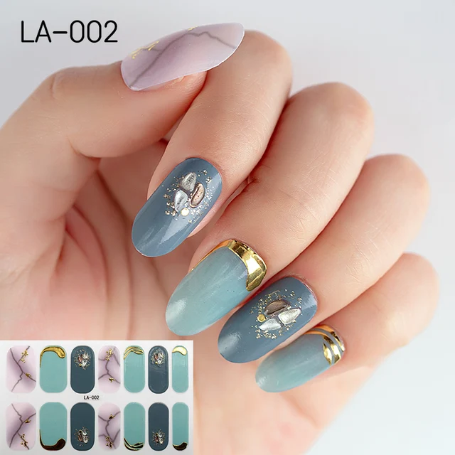 22tips Korea Toe Nail Sticker Wraps Adhesive Decals Toenail Polish Strips DIY Pedicure Foot Decals Manicure Women LA-002(14Tips)
