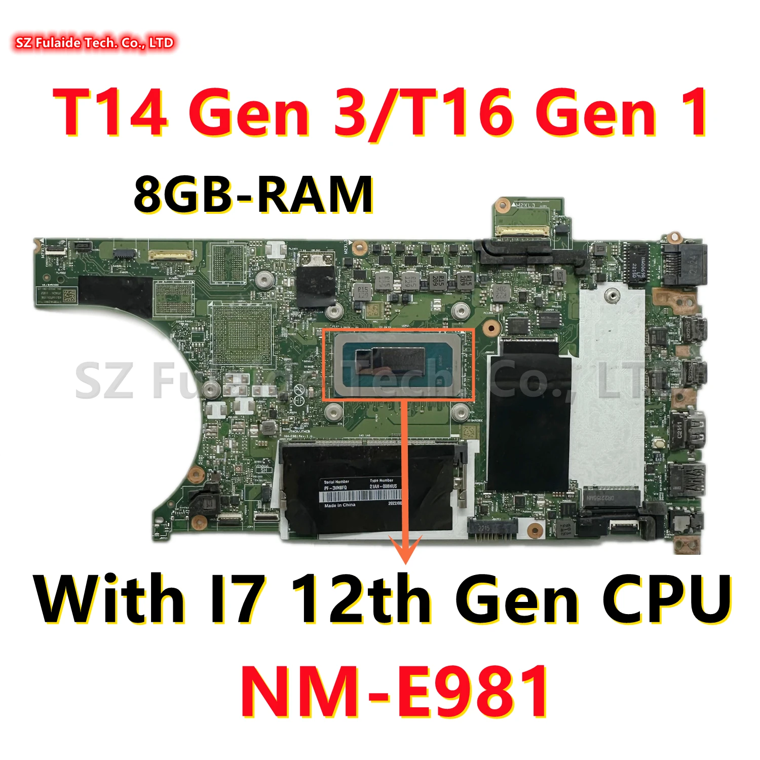 NM-E981 For Lenovo Thinkpad T14 Gen 3 T16 Gen 1 Laptop Motherboard With I7 12Th Gen CPU RAM:8G UMA 100% OK - AliExpress