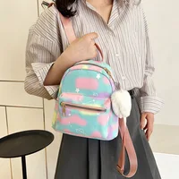 Mini Backpack Women Nylon Cute Small Shopper Handbag Multicolor Book Bags with Heart Pendant Girls Fashion Shoulder Bag 1