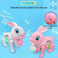 New Cartoon Electric leash bunny glow music rope radish jumping bunny  Walking Rabbit Learning Crawling Toy for children gifts 2