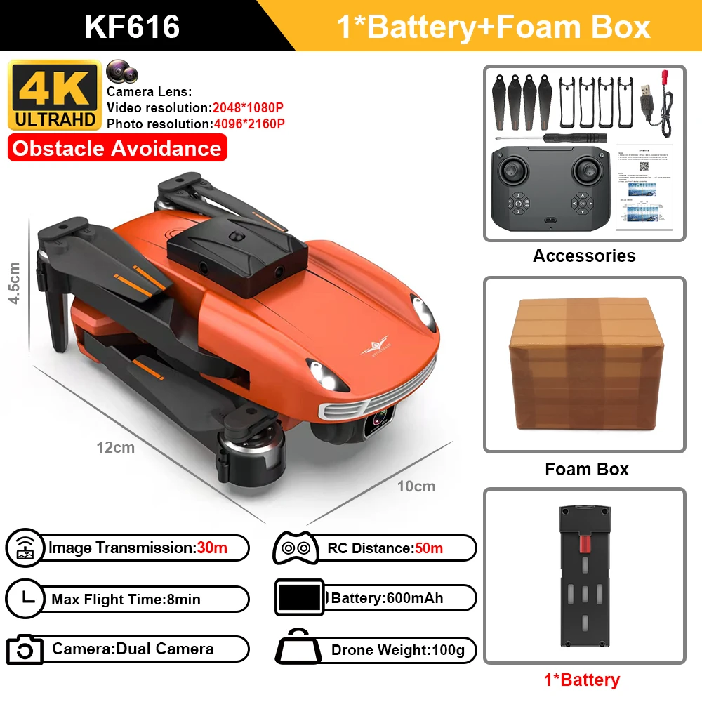 KF616 Mini Drone 4k Profesional HD Camera Helicopter with Obstacles Avoidance Drone 2.4G Wifi Foldable RC Quadcopter Kid's Toys RC Quadcopter luxury RC Quadcopter