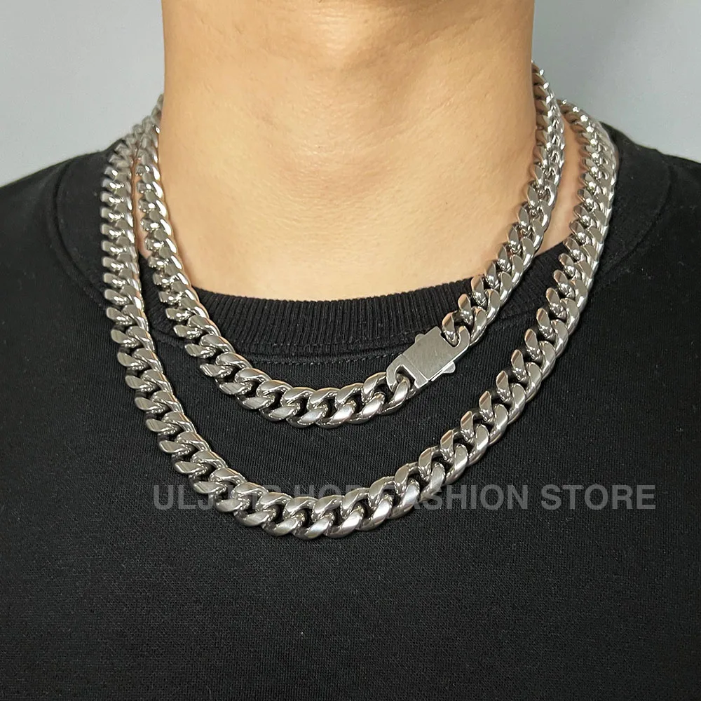 ULJ Punk Miami Cuban Link Men Hip Necklace 304 Stainless