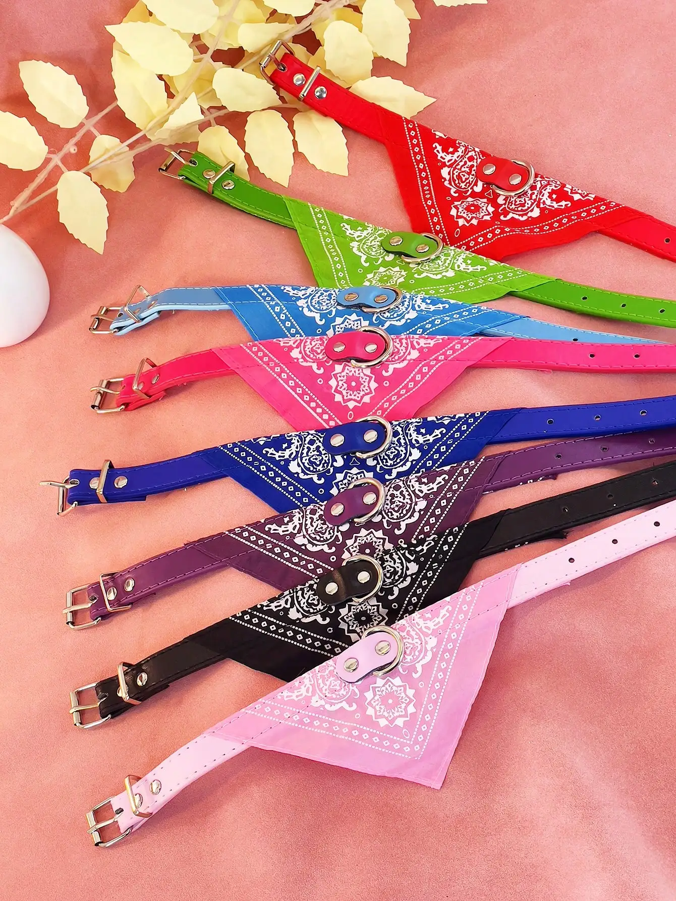 A Pu pet collar cat bow tie saliva towel dog collar printed triangle scarf dog cat universal