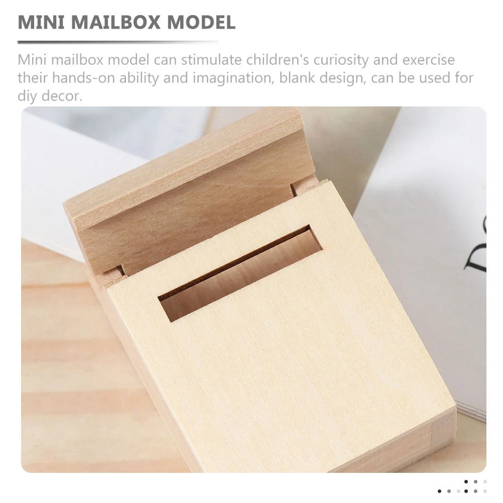 Mini Blank Mailbox Model Miniature Wood Mailbox House Wood DIY Mini
