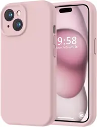 Premium Full Body Protective Phone Case - Liquid Silicone with Soft Microfiber Lining and Shockproof Design - iPhone 15 Pro Max (Pink Sand)