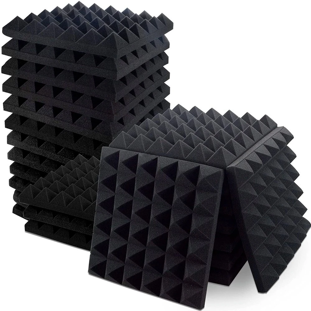 

12/24Pcs 25x25x5cm KTV Room Wall Soundproof Studio Acoustic Foam Panels Sound Insulation Treatment Foam Sponge Pad with Tapes
