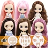 ICY DBS Blyth doll 1/6 BJD Customized nude joint body with white skin, glossy face,blue background is matte face girl gift, toy 1