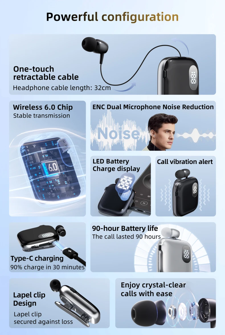 Bluetooth Headphones With Noise Canceling And 90h Battery Life_voghion.com