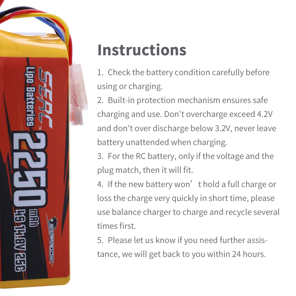 Batterie LiPo SUNPADOW 2S 7.4V 2200mAh 40C Fiche T - RC Avion Drone Voiture