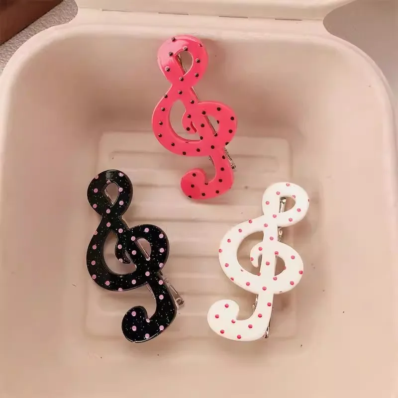 5pcs Polka Dot Stripe Music Note Barrettes Korean Ins Sweet Hairpins Creative Anti Slip Hair Clips Hair Accessories for Girls