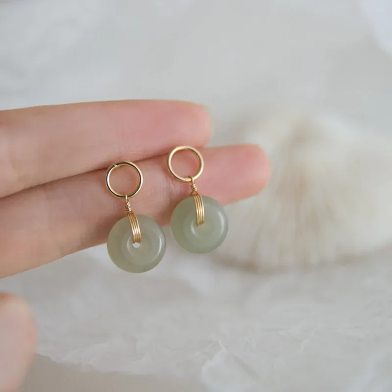 

Natural Emerald Jewelry 14K Yellow Gold Drop Earring for Women Aretes De Mujer Emerald Gemstone 14 K Gold Garnet Earring Women