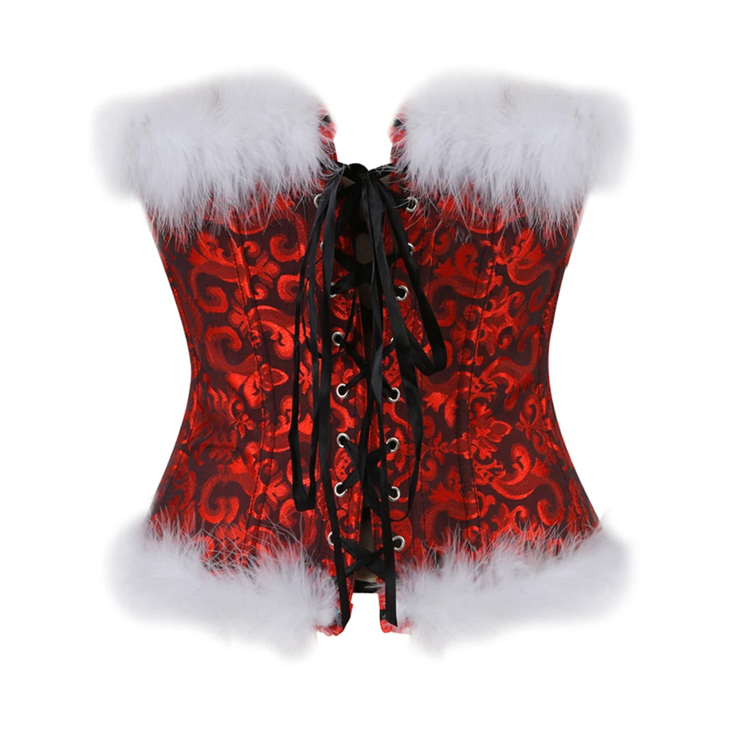Sexy Red Velvet Santa Dress Cosplay Claus Costume Outfit ,Faux New Women Sexy Christmas Lace Up Corset Erotic Party Lingerie