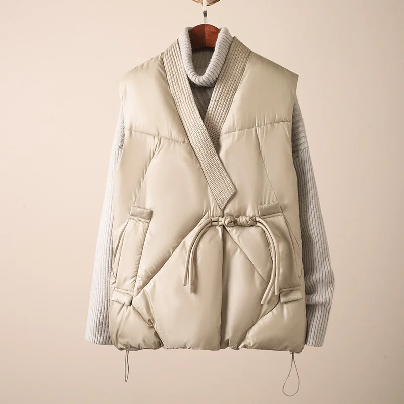 Wavlynn Grey Cotton Coat For Women Lace Up Tassel V Neck Pom Pom Details Spring Chic main image 1
