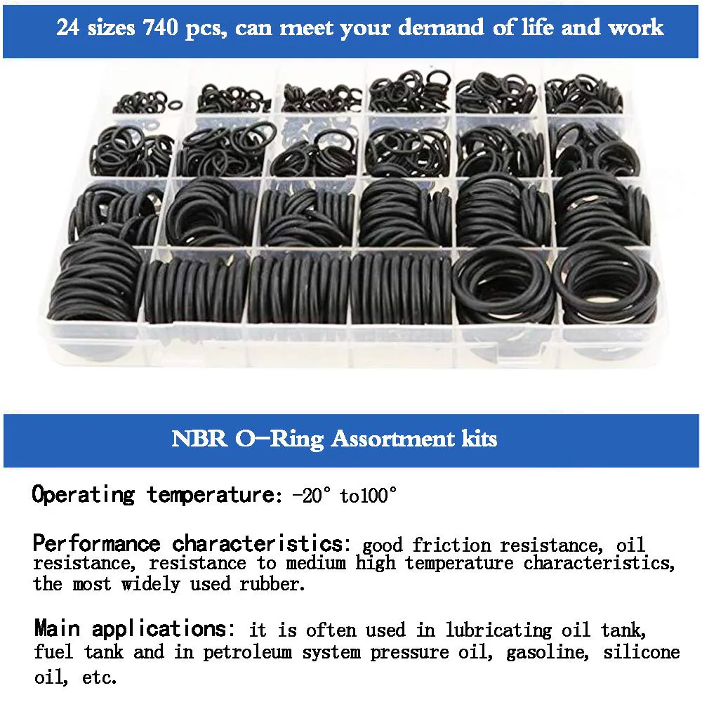 Rubber o Ring kit o Ring Assortment kit Set 24 Sizes 740pcs NBR o