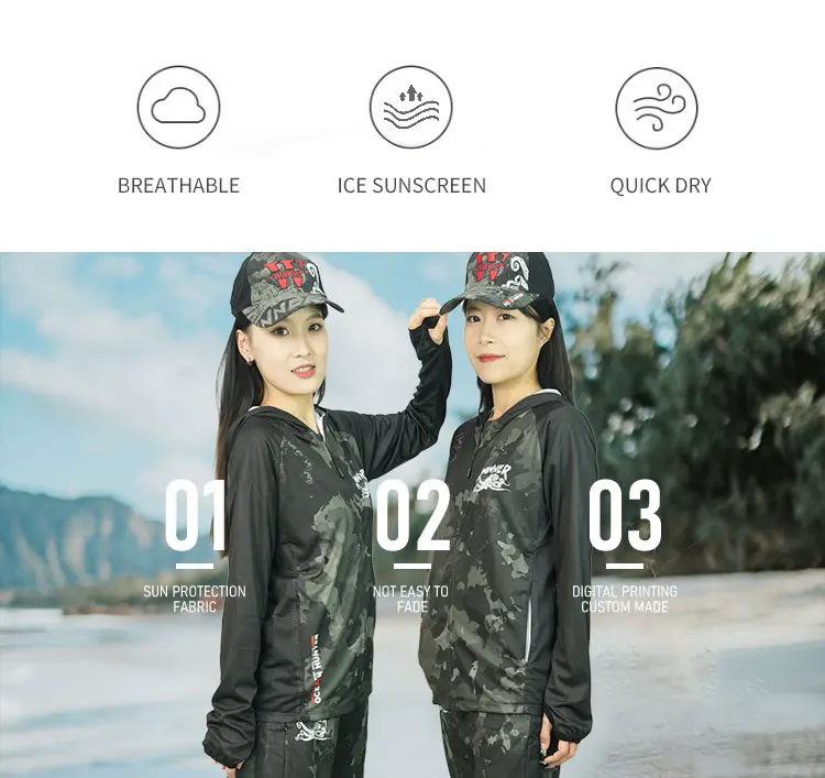 Description Picture 4 of item2025 DIAOLIAN Fishing Suits Anti-UV UPF50+ Sun Protection Quick-drying Breathable Moisture-wicking Female The Winner Shirts