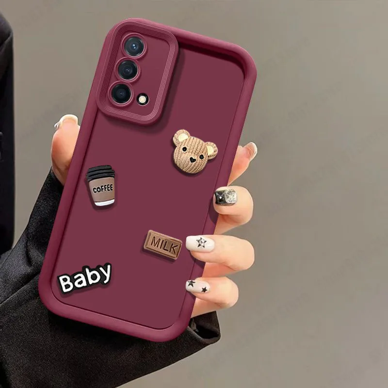 Cute 3D Bear Liquid Silicone Matte Soft Phone Case - Full Package Cover