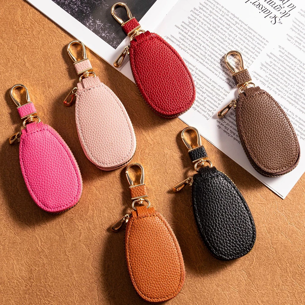 Mini Leather Car Key Bag 1pcs Men's Simple Key Protective Case Women's Fashion Portable Multifunctional Pendant Keychain key case key holder key protector
