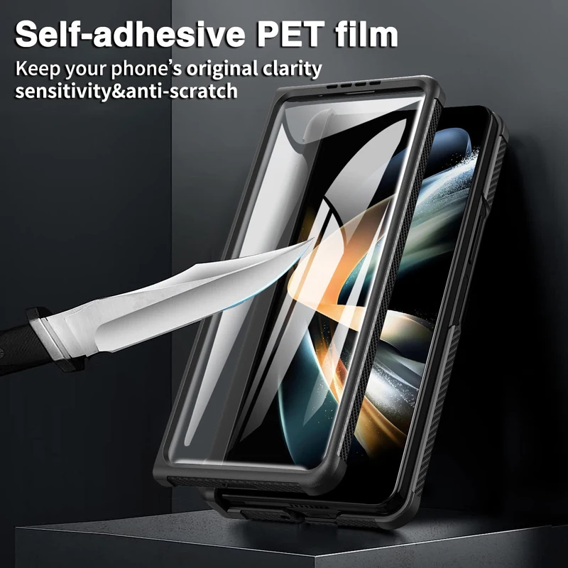 For Samsung Galaxy Z Fold 5 Case GKK Sliding Push Camera Protection Heavy Duty KickStand Cover For Galaxy Z Fold 5 With PET Film