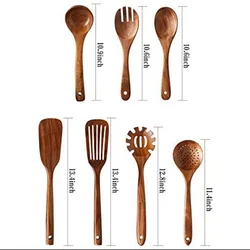 Deluxe Teak Wooden Cooking Utensil Set - Smooth, Non - Stick Wooden Spoons (1 - 10 Pieces) (7PCYY)