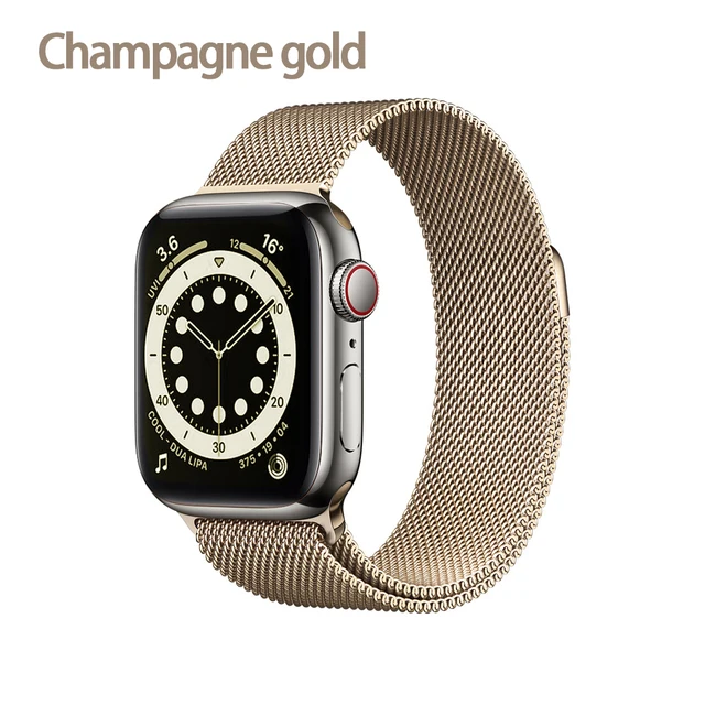 Metal Milanese loop Strap For Apple watch band 7 45mm 44mm 40mm iWatch Series 42mm38mm stainless steel bracelet magnetic 3456 se Champagne gold