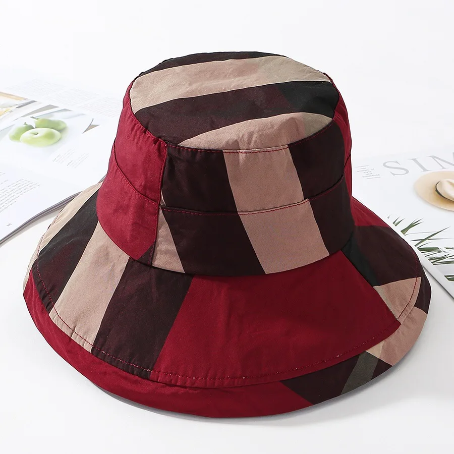 Women Bucket Hat Sun Hat Women Hat Bucket Hat Summer Plaid Folding For Beach Holiday Spring Bowler Sun Protection