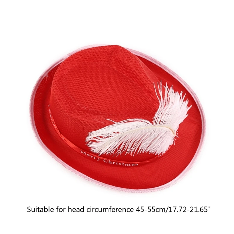 Lightweight Red Color Christmas Hats for Girls Boys Thick Cowboy Hat with Decor Felt Hat Casual Party Hats