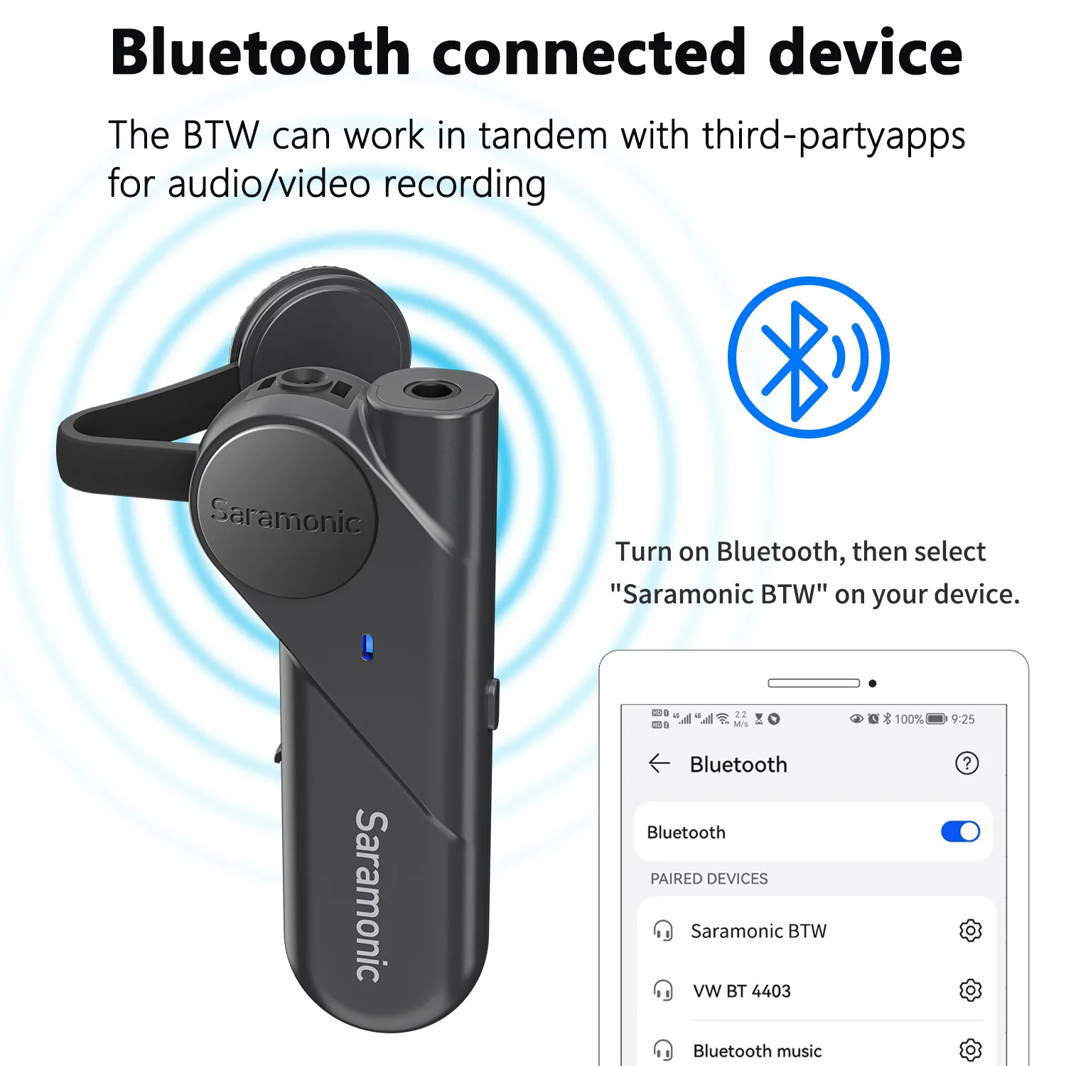 Saramonic ( サラモニック ) / BTW ワイヤレスラベリアマイク Amazon.com : Saramonic BTW Wireless Bluetooth Clip-On