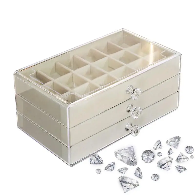 

Crystal Display Case 54 Slot Fossil Display Case 3 Layer Visual Acrylic Gemstone Display Case For Rocks Shells Miniatures