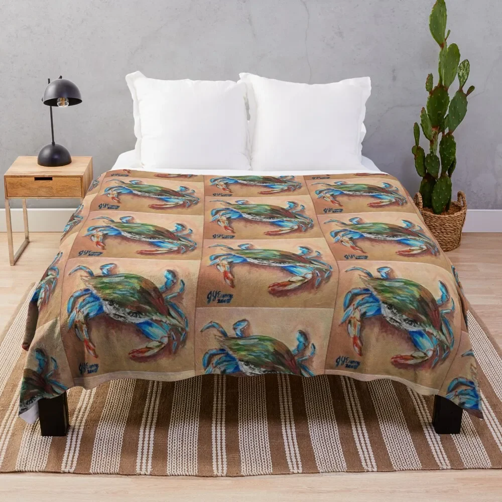 

Blue Crab Throw Blanket Winter beds Polar Flannel Fabric Blankets