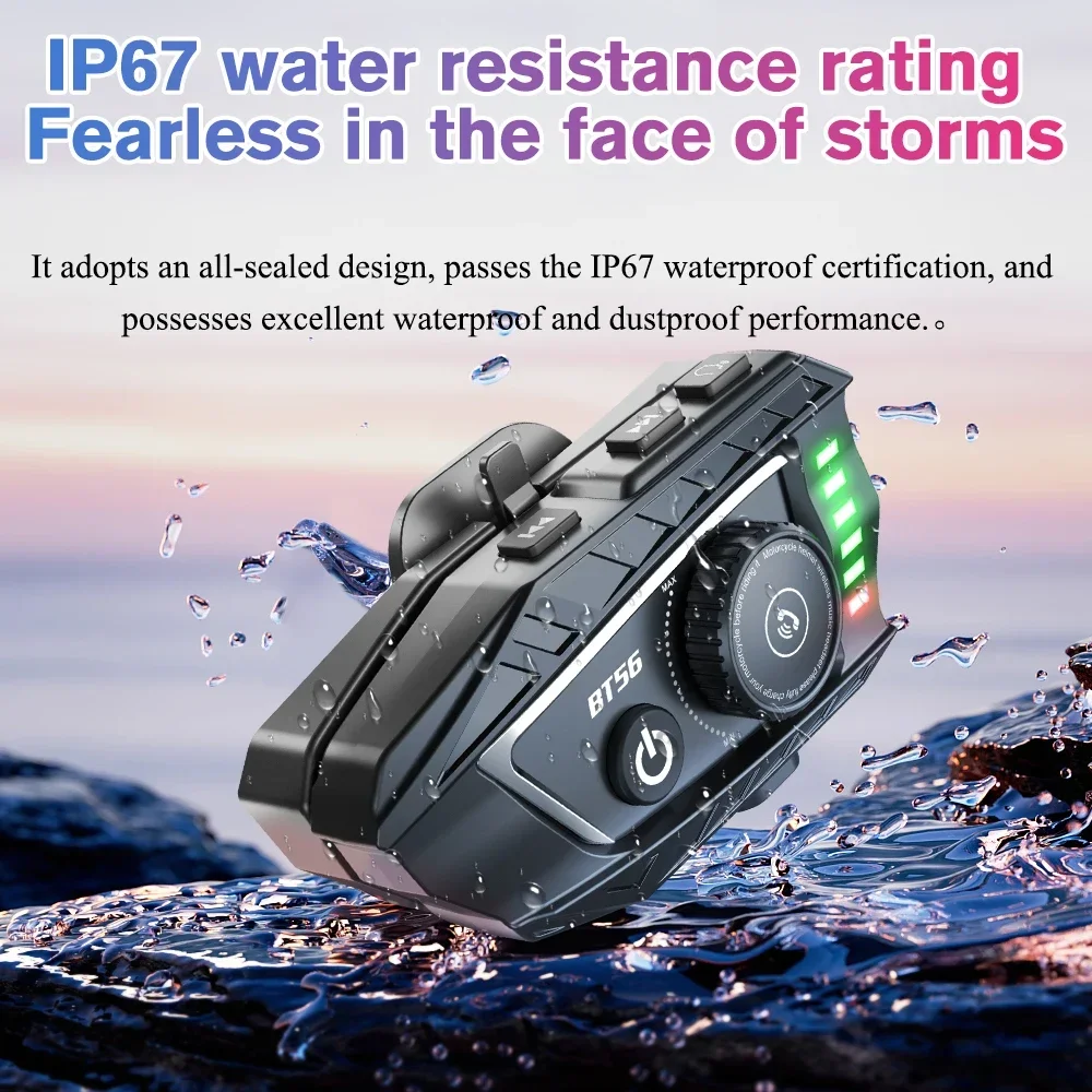 BT56 Motorcycle Helmet Headset Bluetooth 5.4 Waterproof