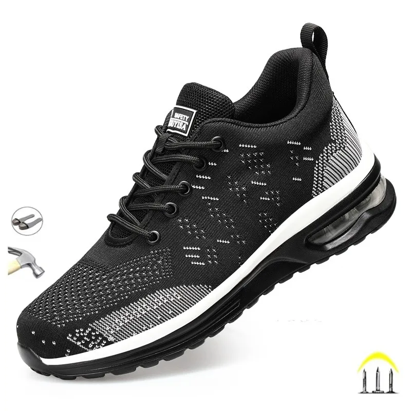 

Air Cushion Safety Shoes For Men Fashion Work Sneakers Steel Toe Shoes Work Indestructible Protective Shoes Puncture-Proof Boots