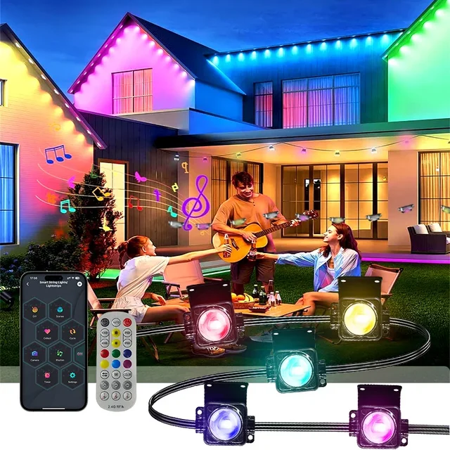 300FT Permanent Outdoor RGB Lights IP67 Waterproof Smart Eave Light DIY Scenes for House Roof Decor Christmas Holiday Daily