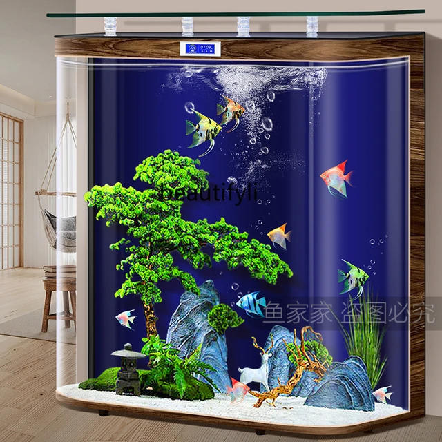 Hot Bending Integrated Fish Tank Living Room Wall-Mounted Large Fish Globe  Smart Change-Free Aquarium - AliExpress