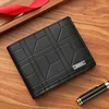 New Brand Men'S Wallet Men'S Short Wallet Youth Fashion Plaid Horizontal Soft Leather Wallet Large Capacity Multi Card Wallet 5