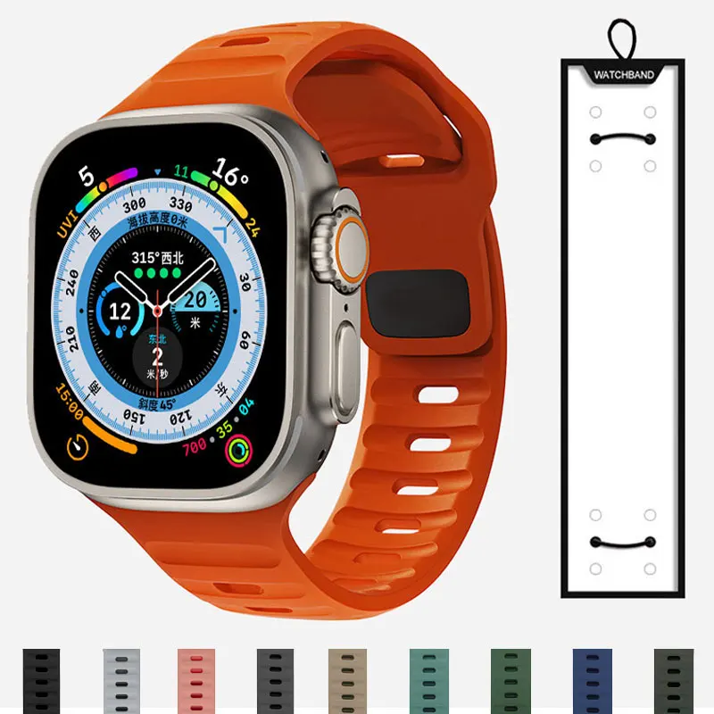 

Soft Silicone Strap For Apple Watch Band Ultra 49mm 44mm 45mm 42mm 41mm 42mm 38mm Sport Watchband iWatch Serise 8 7 6 5 bracelet