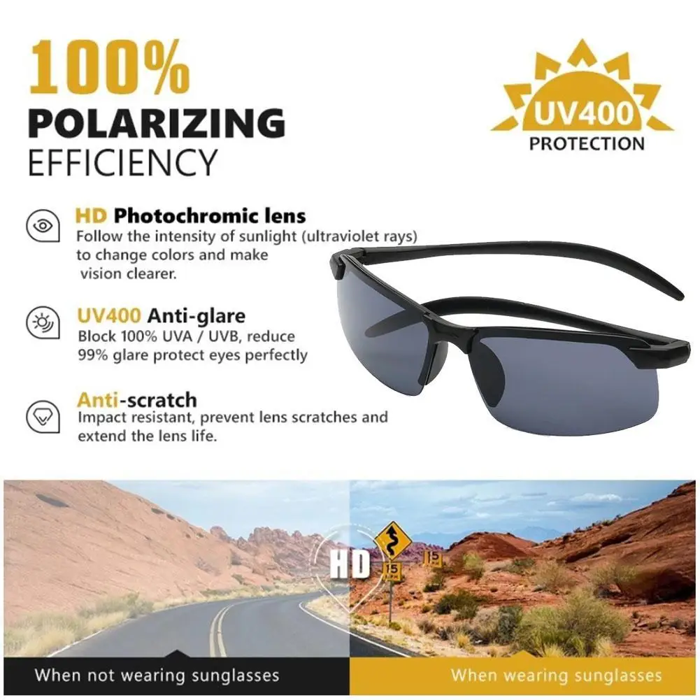 

Men Polarized Driving Glasses Anti-Glare Night Vision Glasses Women Half Frame Sunglasses Day And Night For Driver UV400