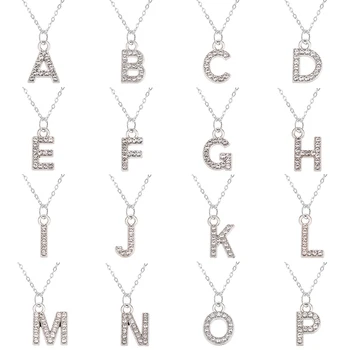 Fashion Shining A-Z Letter Pendant Charm Necklace 26 Initial Alphabet Name Clavicle Chain Party Valentine's Day Jewelry Gift 1