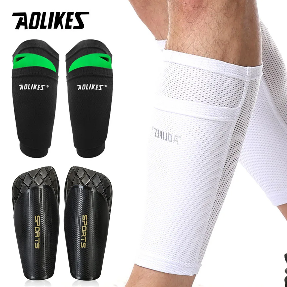 AOLIKES 1 Pair Soccer Shin Guard Pad Sports Knee Pads Calf Sleeve Sock Leg Support Anti-Sprain Football Shin Pads For Adult Kids