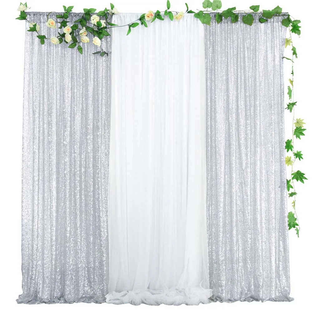 Photography Backdrops 2FTx8FT Sequin Backdrop Curtains Glitter Background Gold Curtains For Wedding Sequence Backdrop Stage Decorations