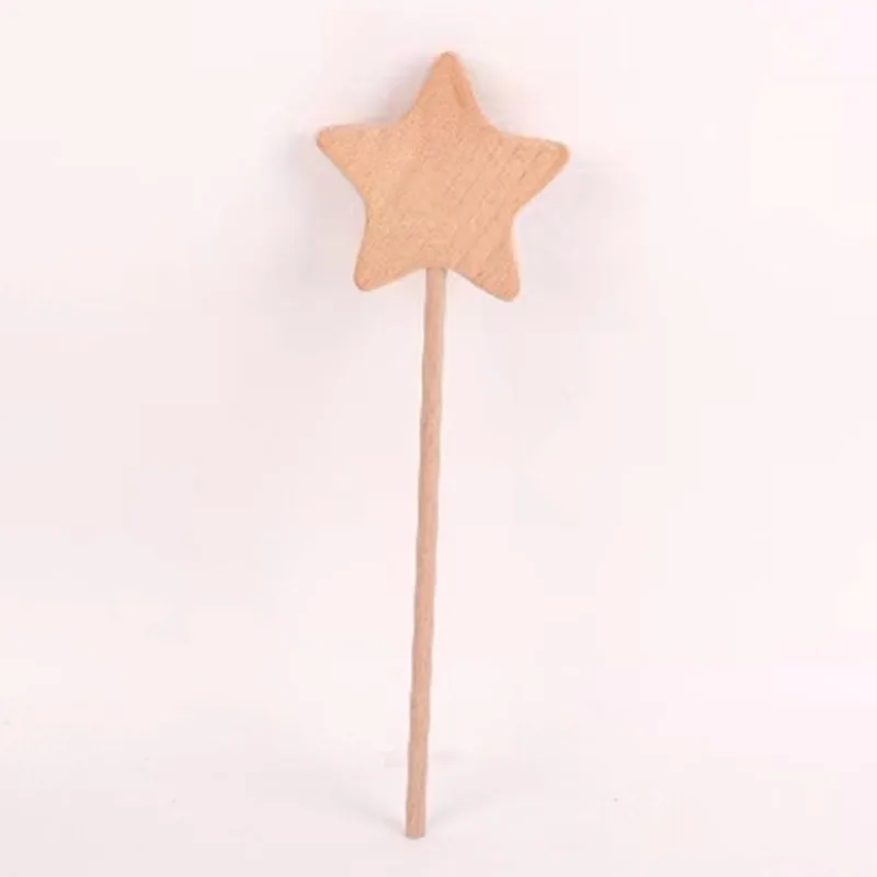 

Wooden Teether Stick Star Bear Flower Beech Wood Teething Toy Ornament for Baby Girls Boys Teething Pain Relief Appease Gift